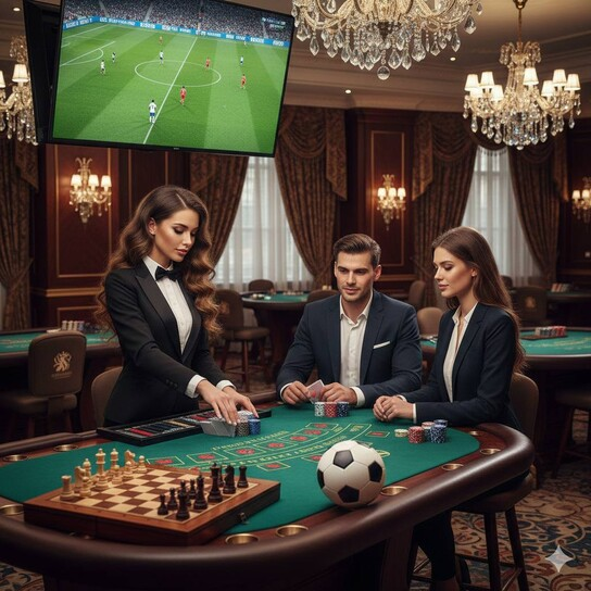 A luxurious online casino lobby displaying various high-quality games and welcoming bonuses.